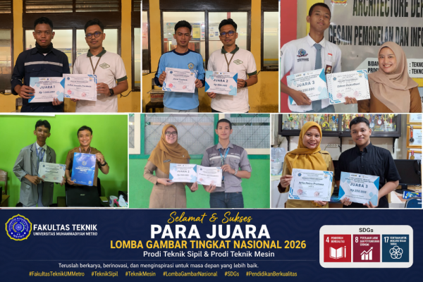 Fakultas Teknik UM Metro Umumkan Juara Lomba Gambar Tingkat Nasional 2026, Dorong Kompetensi dan Kreativitas Siswa SMK
